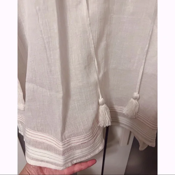 NWT Anthropologie Velvet by Graham & Spencer White Lena Peasant Blouse Tunic - Picture 4 of 16